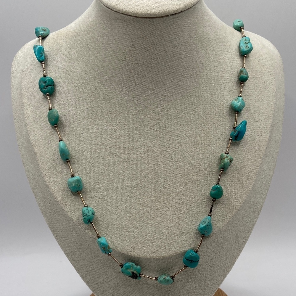Shubes Dakota West Liquid Sterling Silver 925 Turquoise Station Necklace